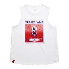 //merch.devolverdigital.co/cdn/shop/files/Praise-Lamb_white-tank_render_1024x1024.jpg?v=1705328035 Cult of the Lamb Praise Lamb Tank Top (White)