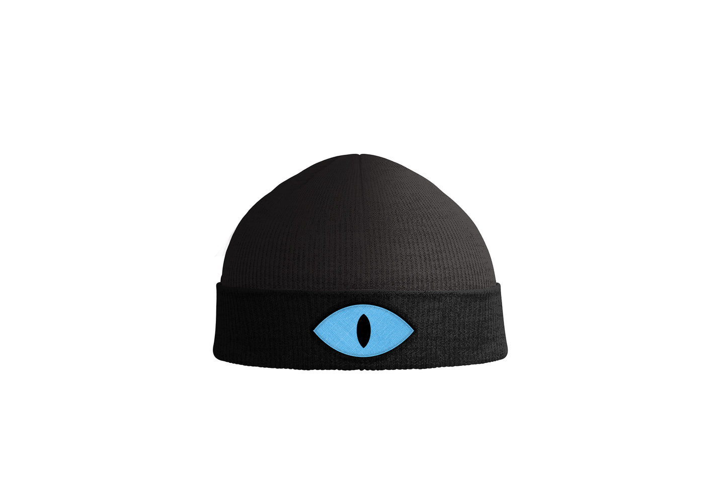 Cult of the Lamb Blue Embroidered Eye Beanie Hat (Black)